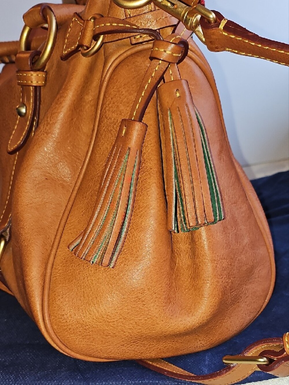 Dooney & Bourke Florentine Leather Large Satchel with Gold Hardware - Picture 4 of 16